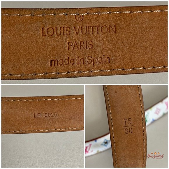 Authentic Louis Vuitton Multicolor Monogram Coated Canvas Leather Skinny Belt 75 - Picture 7 of 14
